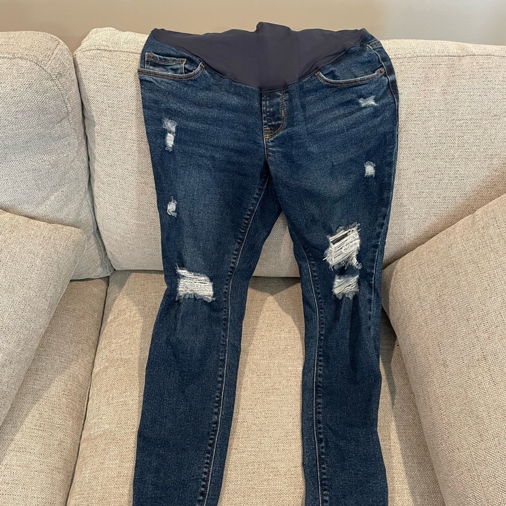 Old Navy Short Maternity Distressed Skinny Jeans